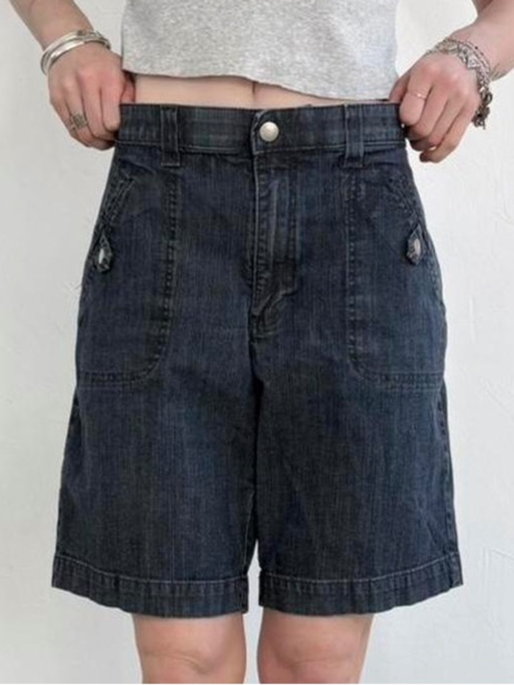 Vintage Y2K Lee Black Denim Bermuda Shorts